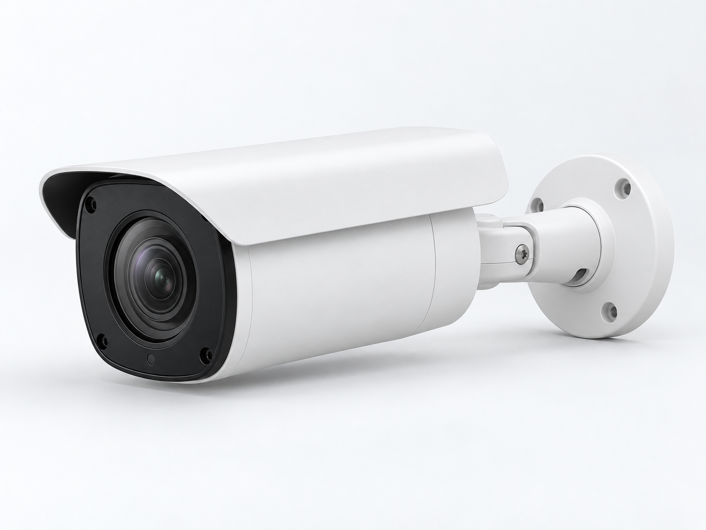 Illustrative generic white bullet-style surveillance camera